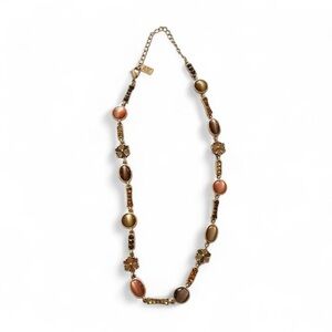 Anne Klein Earth Tone Mixed-Link Necklace | Gold Tone Amber Multi